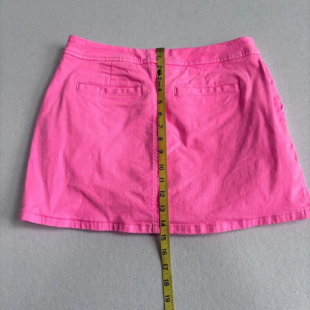 Lilly Pulitzer Denim Skort Women's 4 Hot Pink Cotton Vacation Summer Stretch
